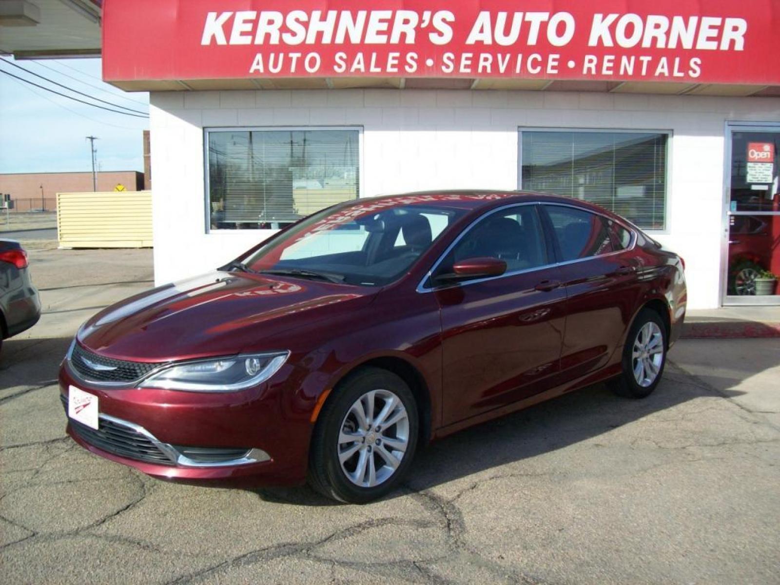 2015 Red /Graphite Grey Chrysler 200 Limited (1C3CCCAB7FN) with an L4, 2.4L engine, Automatic transmission, located at 220 West South St., Hastings, NE, 68901, (402) 461-3161, 40.582653, -98.383919 - 4 Cyl. Sunroof, Alloy Wheels, Back-up Camera, 48,xxx Miles - Photo #0